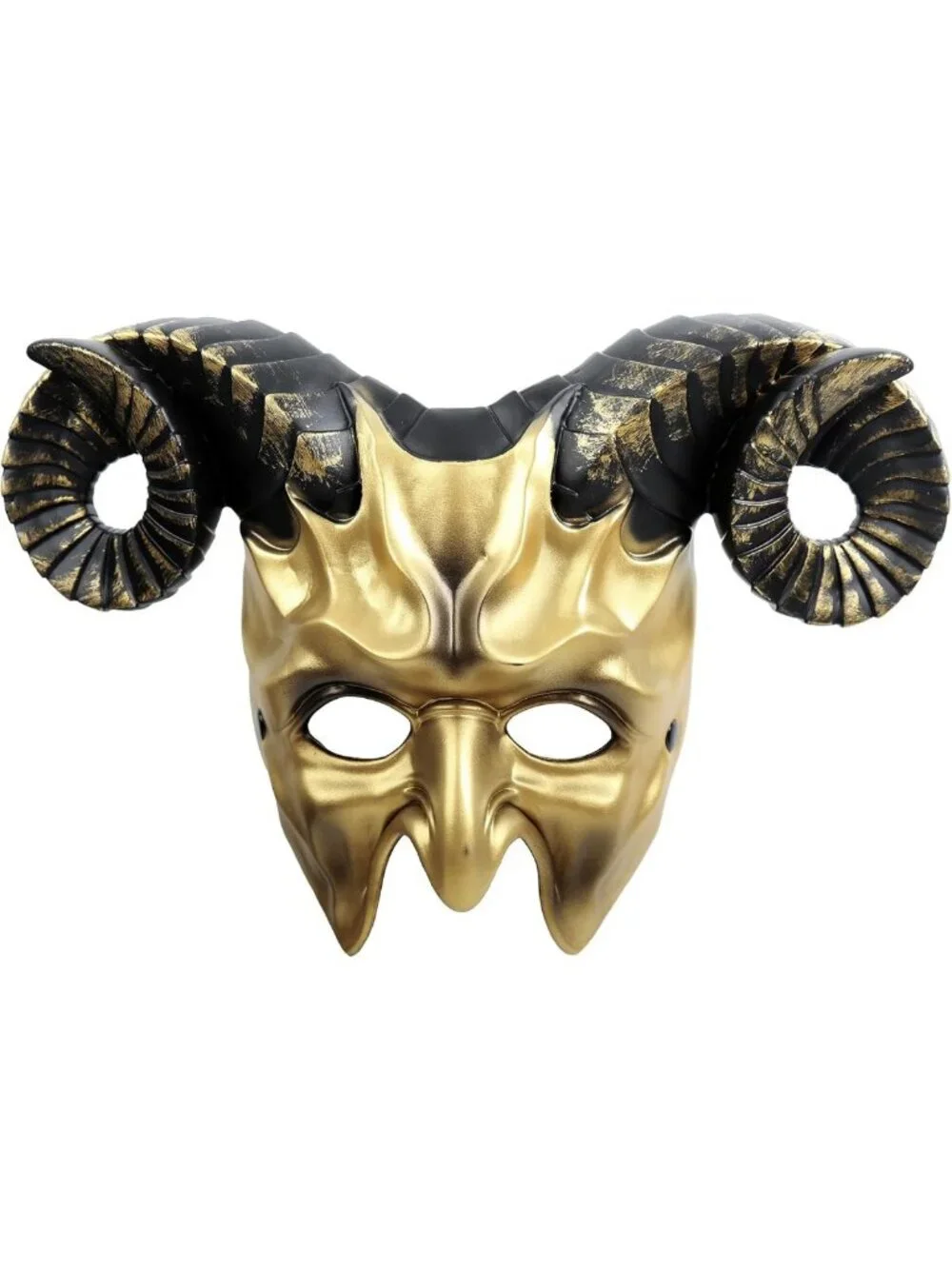 Adult Ram Horn Krampus Mask | Half Face Halloween Costume | 13.2-Inch PU Foam